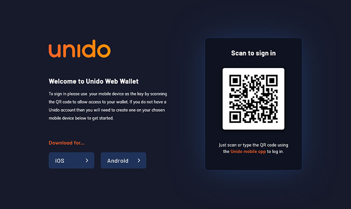 Unido secure QR sign in